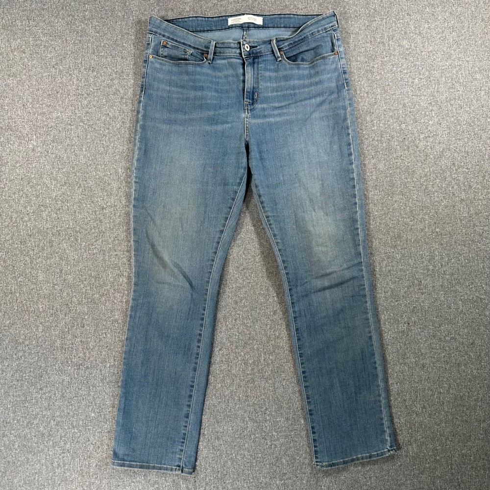 Signature Levi Strauss Womens Mid Rise Straight Jeans Blue W33 L32 Size 16M